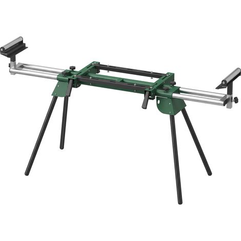 Support universel pliable pour scie à onglets avec 2 roulettes de support, réglable en hauteur et en largeur, capacité de charge de 200 kg, vert (1/5)