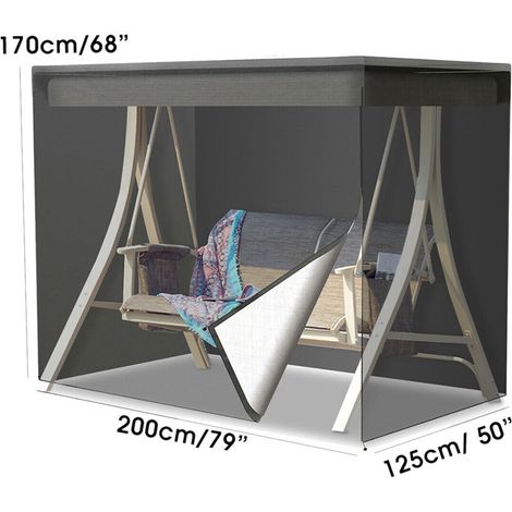 Couverture imperméable pour balanço de jardin 420D avec 3 emplacements 220x125x170 cm, couverture résistante contre le vent et la protection externe (1/5)