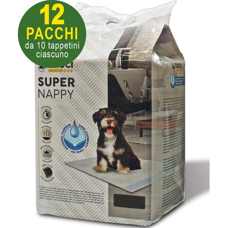 120 Tappetini igienici per cani Super Nappy 60X40 cm - 12 pacchi da 10 pezzi cad.