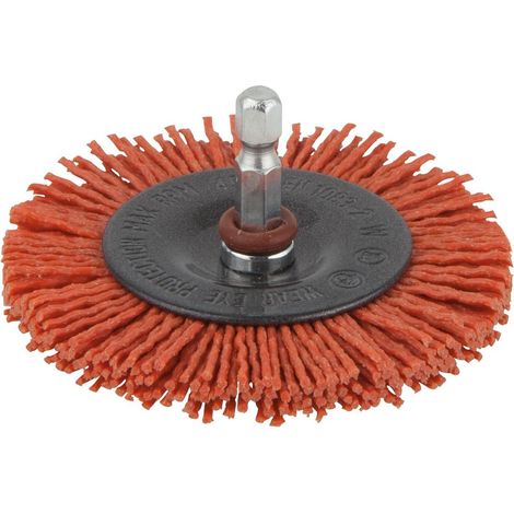 Cepillo de disco de nylon, vástago hexagonal ¼ pulg ø100 x 10 mm