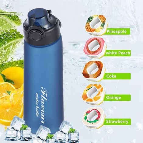 Gourde Air Water Up 900 ml, pack de démarrage Air, gourde aromatisée avec capsules parfumées pour le camping, violet et bleu + 5 anneaux aléatoires violet et bleu + (1/3)