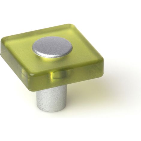 Pomo de plástico con acabado verde, dimensiones: 30x30x26mm - (1/3)