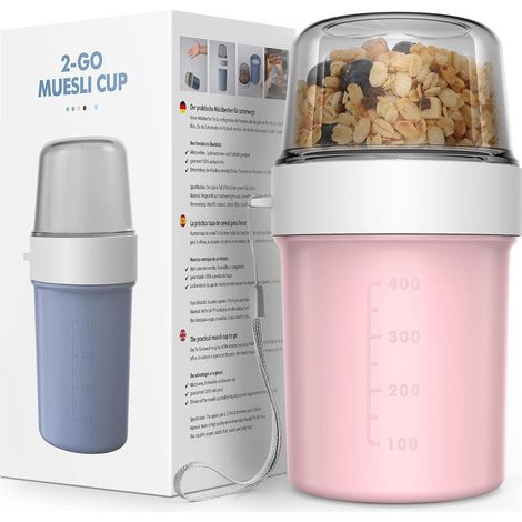 Müslibecher to Go 560ml+310ml auslaufsicher für unterwegs, BPA-frei, pink (1/5)