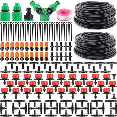 Kit di irrigazione a goccia per giardino, kit di irrigazione micro regolabile fai da te, sistema di risparmio idrico per piante, 149 pezzi (30 m) (1/5)