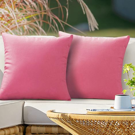 8 Housses de coussin de jardin rose imperméables 30 x 50 cm, résistantes aux UV et à la décoloration, lavables en machine, coussins non inclus (1/5)