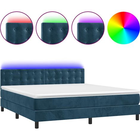 Maison Exclusive - Boxspringbett mit Matratze & LED Dunkelblau 16