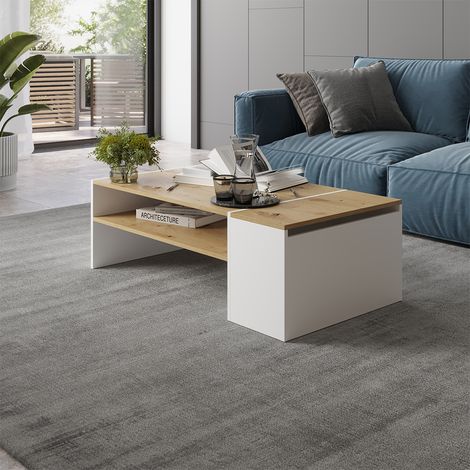 Couchtisch Rubby, Artisan Eiche/Weiß, 110 x 60 cm, Vicco (1/5)