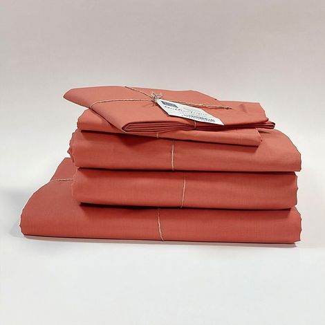 Drap plat en 100% coton biologique Terracotta 240x300 cm