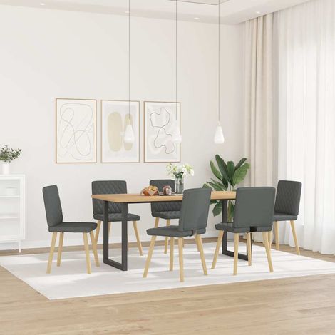 Lot de 6 Chaises à manger，Chaise de cuisine gris foncé tissu CFW83679 (1/5)