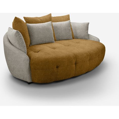 3-Sitzer Sofa, modernes ovales Design, graue Basis, gesteppt, St.Moritz - Gold (1/4)