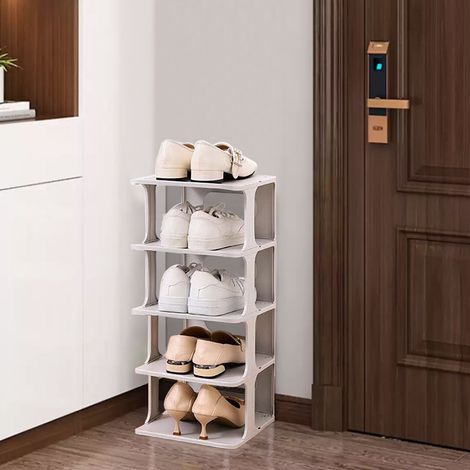 Off-white Four-layer Simple Partition Shelf Shoe Rack 26cm W x 24.3cm D (1/5)