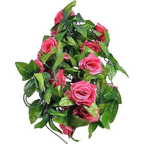 Guirlande de roses artificielles de 230 cm à suspendre, idéale pour les fêtes, la maison et les mariages. Décoration murale.rose rouge (1/5)