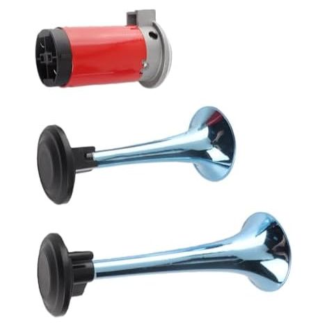 Klaxon à air, 12V klaxon à air 178dB son fort double trompette avec compresseur d'air pour voiture moto bateau camion (bleu) (1/5)