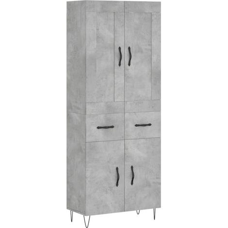 Buffet，Bahut，Meuble de Rangement haut Gris béton 69,5x34x180 cm Bois d'ingénierie CFW28702 (1/5)