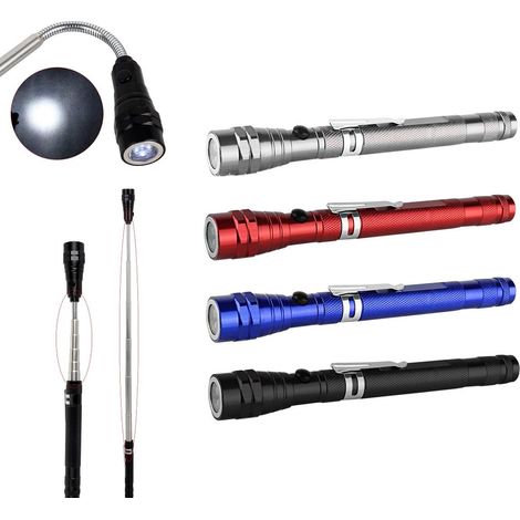 Lampe torche LED portable, télescopique, flexible et extensible, magnétique, 3 x LED, lot de 4 (1/5)