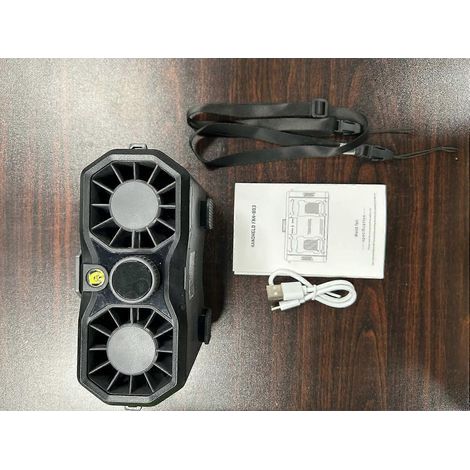 Tragbarer Nackenventilator mit zwei Belüftungsöffnungen für den Außenbereich, inklusive Notfall-Taschenlampe, 15000mAh Akku, Cli (1/4)