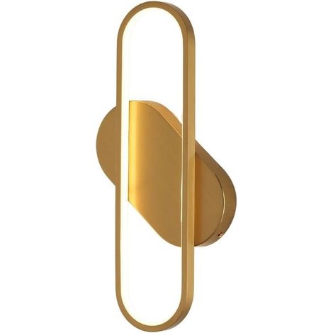 Applique murale dorée ovale design - Lumière Blanc Chaud Eclairage Salon Chambre Cuisine Couloir 18W (1/5)