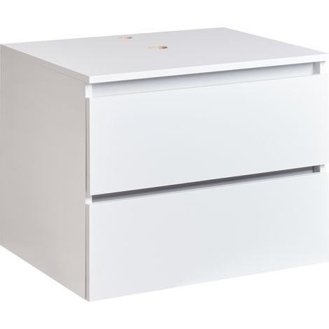 Mueble de pared para baño suspendido 2 cajones 60 x 47 cm blanco Serra
