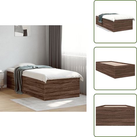 Cadre de lit sans matelas chêne marron 90x190 cm - Cadre De Lit - Lit Double - Lit En Bois - Meuble Chambre - Literie (1/5)
