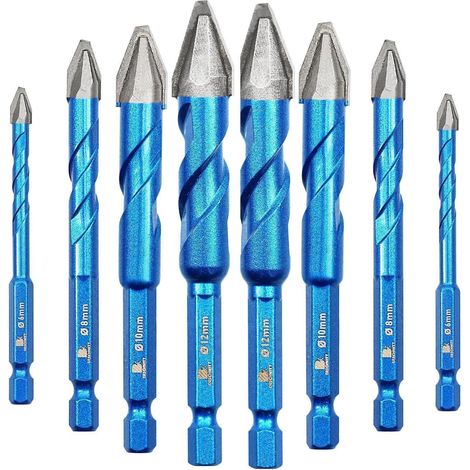 Hartmetall-Fliesenbohrer Set 5-12mm für Glas, Keramik, Beton, Marmor, Holz (1/5)