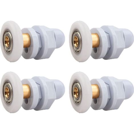 Roulettes Porte de Douche, 4 Pièces Roulette Porte Coulissante Douche en Laiton, Roulette Porte Coulissante, pour Remplacement de Douche Coulissante Verre Porte Coureurs Rouleaux (25MM) (1/4)