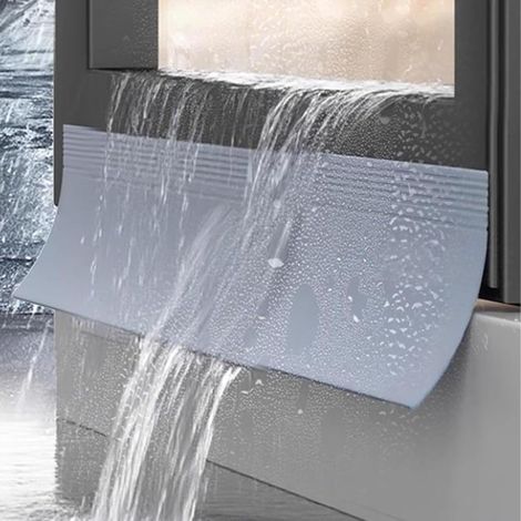 Burletes de retención de agua para puertas y ventanas (110 mm de ancho) dispositivos de protección impermeables para marcos de ventanas correderas/abatibles protectores de goma contra la lluvia. (1/5)