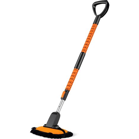 Lot de 1 kit de lavage auto 132 cm avec manche télescopique nettoyage sans rayures design ergonomique en aluminium orange