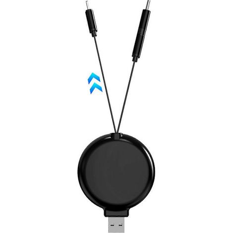 Câble de charge rétractable 3 en 1, petit câble de charge portable pour la maison et la voiture, noir (1/5)