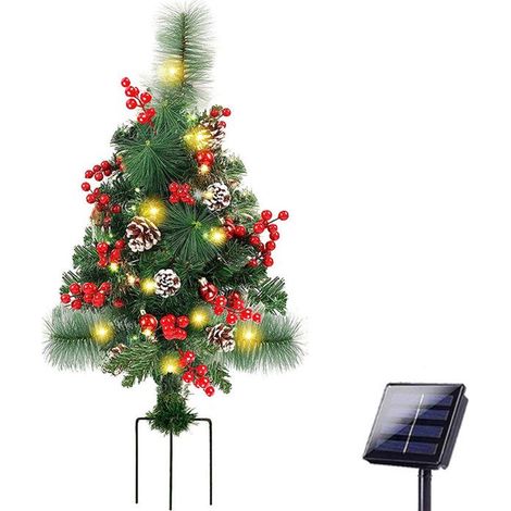 BelleRise - Arbre solaire Noël – LED 2 arbres – Éclairage jardin sans fil – pour pelouse et terrasse (1/5)