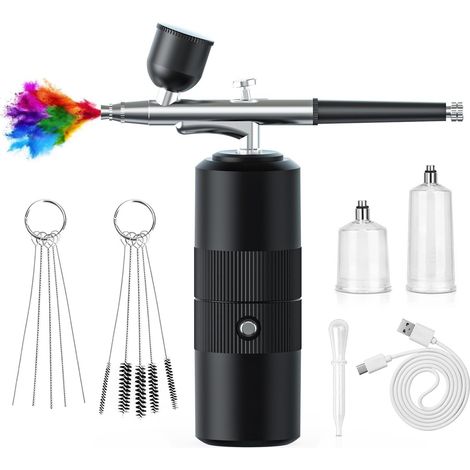 Injecteur D'Oxygène en Plastique Noir Protable Airbrush pour Nail Art Peinture Compresseur D'Air Nano Brume Mist Manucure DIY Cake Sprayer (1/5)