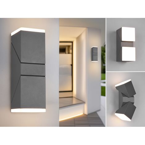 Schwenkbare LED Außenwandleuchten - 2er Set, Höhe 28cm, Anthrazit