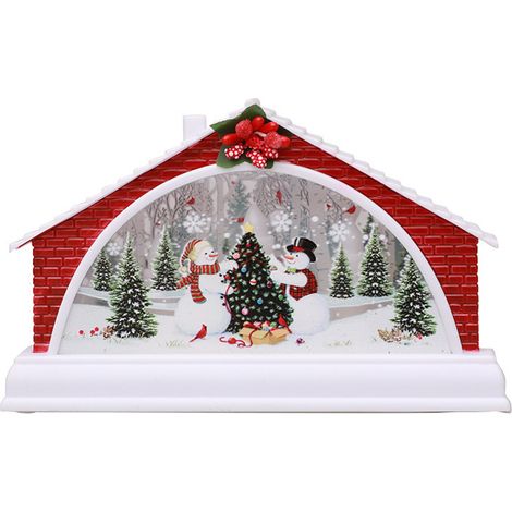Maison de Noël Lumineuse avec Crèche et Neige - Décoration de Village Festif pour Intérieur (1/5)