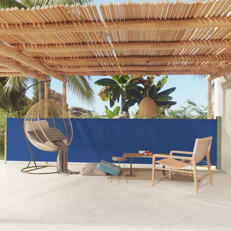 Auvent Marquise latéral rétractable de patio, Store Banne pour Jardin Balcon Terrasse, 117x600 cm Bleu OIB5395E (1/5)