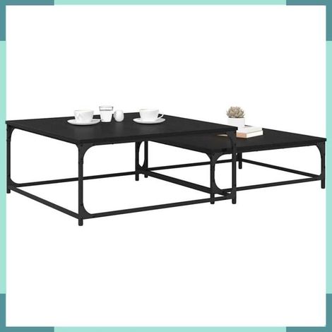 Table basse - 881895 - Chêne noir - Bois d'ingénierie - Lot 2 pcs (1/5)