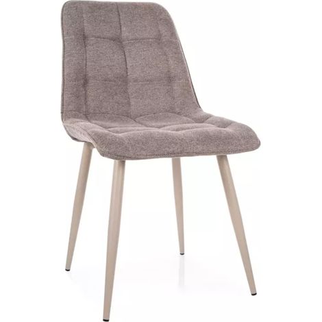 Chaise tissu beige piétement métal cachemire design moderne et doux HARRIET (1/5)