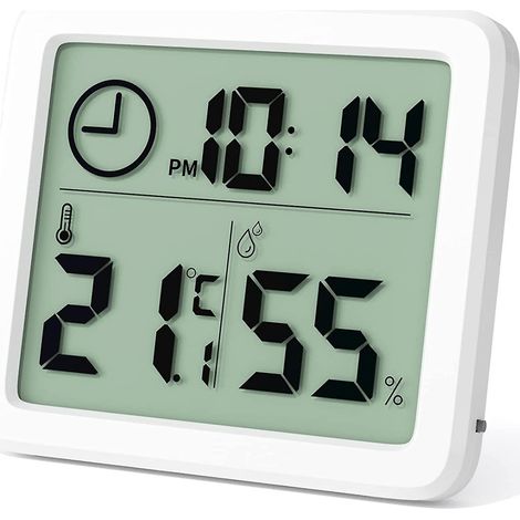 Mini thermomètre et hygromètre numérique portable d'intérieur avec horloge (1/5)