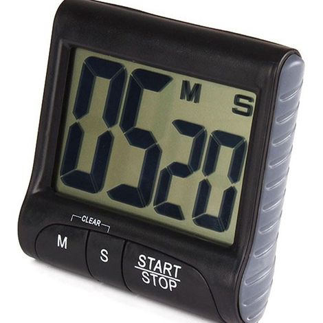 Minuteur de cuisine numérique avec aimant puissant, support, anneau de suspension, alarme sonore et grand écran LCD (1/5)