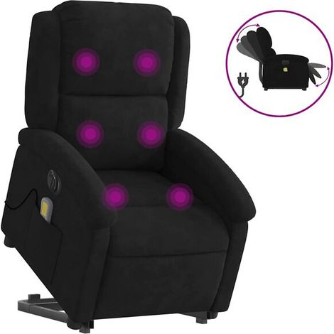 Fauteuil inclinable de massage électrique en velours noir (1/5)