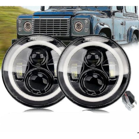 Paar 7"-LED-Scheinwerfer mit Halo, E-geprüft, für Land Rover Defender 90 TDI TD5 (Rechtslenker)