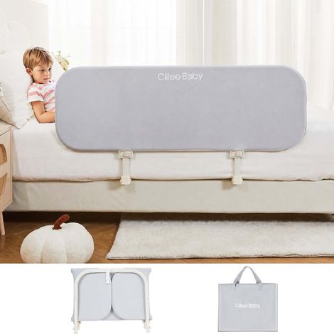 Pliable Barriere de Securite Enfant Lit, sans Montage, 120 cm Réglable en hauteur, Protection Anti-Chute Cododo Bebe Monobloc Portable, Avec Sac de Voyage, Housse Zippée Amovible Lavable (1/5)