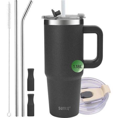 SUNTQ 40oz Tumbler doppelwandig Vakuum isoliert mit Strohhalm & Deckel (1/5)