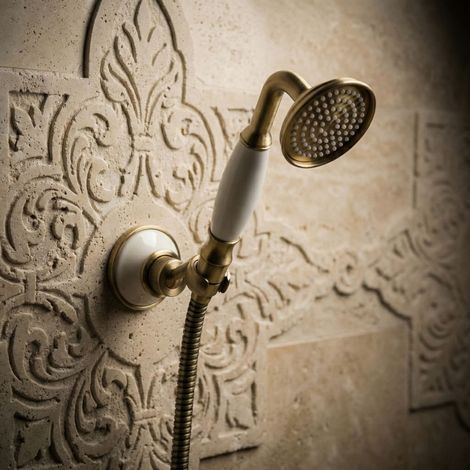 PaulGurkes Ensemble de Douche Douchette Laiton Bronze Rétro Nostalgie Céramique