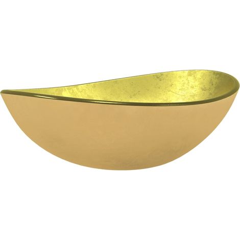 vidaXL Lavandino in Vetro Temperato 54,5x35x15,5 cm Oro (1/5)