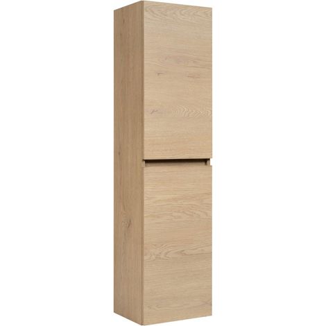 Rodan Hochschrank Bad Eiche Hell, 27 x 35 x 136 cm, feuchtraumgeeignet, moderner Badschrank mit Stauraum