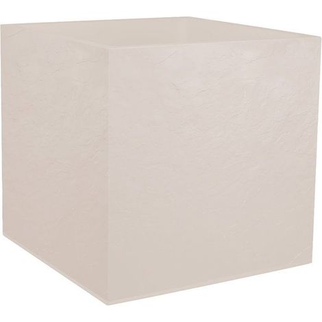 Pot de fleurs Carré 40 cm - EDA - Volcania - 31 L - Intérieur/Extérieur - Décor Pierre - 39,5 x 39,5 x H. 43,5 cm - Beige Calcaire