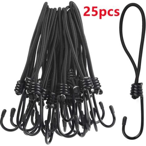 Tendeur Élastique - 15cm - Noir - 25pcs - Crochets inclus (1/4)