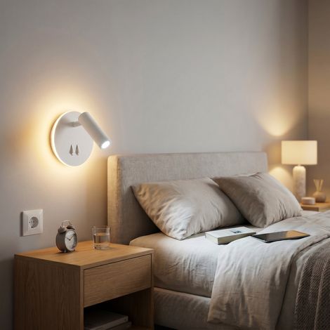 Applique Murale Led Intérieure 3000k, Lumière Indirecte et Projecteur Orientable.