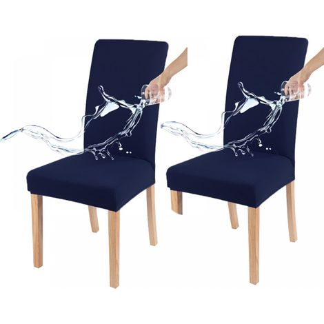 Housse de chaise imperméable, toutes saisons, couleur unie, facile à nettoyer, bleu marine (ensemble deux pièces)