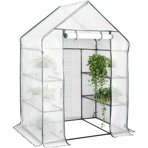 WOLTU Invernadero Transparente de Jardín con 6 Niveles para Plantas 143x73x195 cm Invernadero Tipo Caseta de Jardín Cultivos Flores Tomates y Verduras