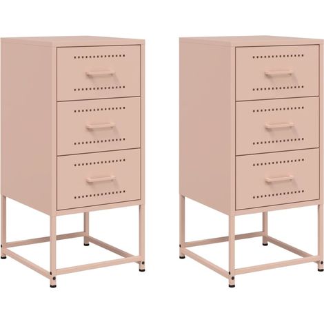 Maison Exclusive - Nachttische 2 Stk. Rosa 36x39x78 cm Stahl